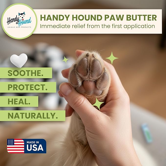 Handy Hound Dog Paw Balm - Paw Butter – Ultimate Dog Paw Protector & Dry Skin Treatment - Nourishing Paw, Nose & Dry Skin Soother - Lick-Safe Paw Balm Dogs Trust - Made in The USA (1 oz)