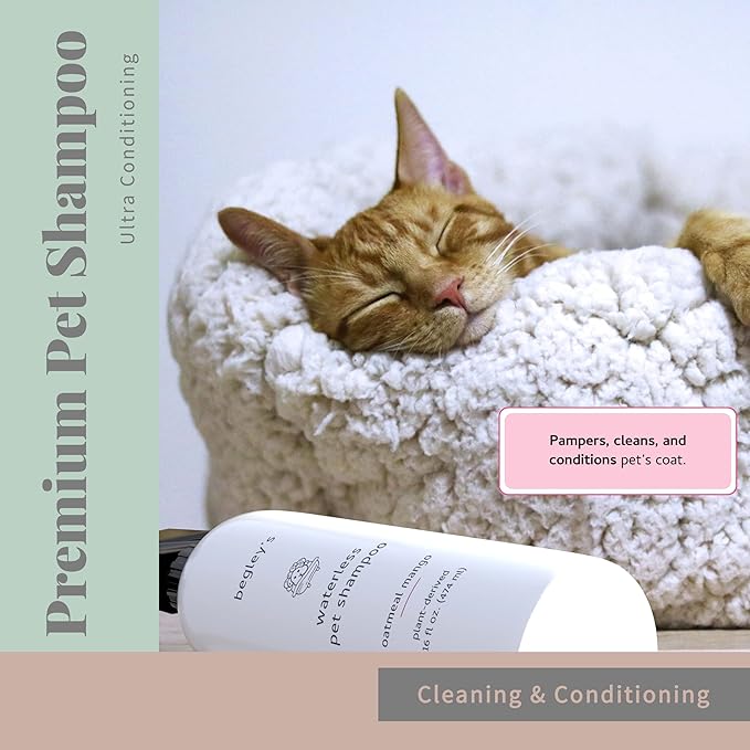 Begley's No Rinse Waterless Pet Shampoo, Bathless Cleaning, Deodorizing, and Odor Removal for a Shiny, Fresh Smelling Coat - Effective for Dogs, Puppies, and Cats - Fresh Citrus Scent
