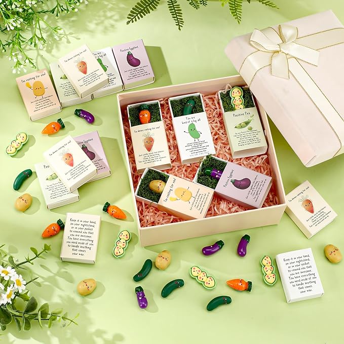 25 Set Employee Appreciation Gifts Bulk Coworkers Thank You Desk Pets Holiday Small Cute Emotional Support Resin Ornaments Card Box for Women Men Adults Office (Potato)