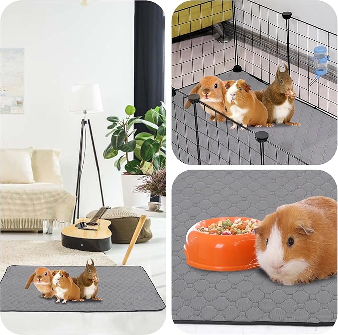 2 Pack Guinea Pig Cage Liners, LWYMX 24'' X 48'' Washable Guinea Pig Pee Pads, Non Slip Reusable Super Absorbent Guinea Pig Training Mat Bedding Fleece for Small Animals Hamster Rabbit Chinchilla Rat