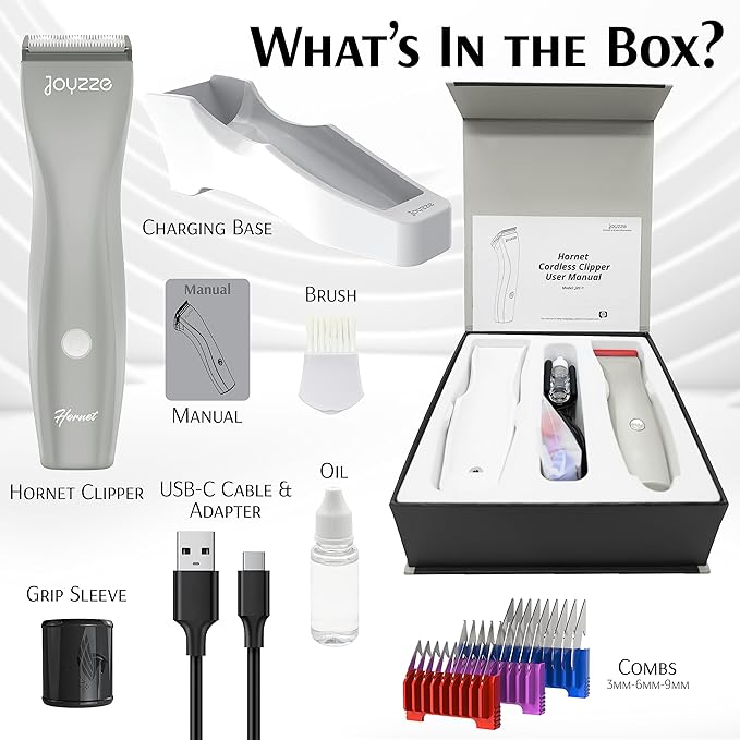 Hornet Grey 5-in-1 Cordless Clipper - Powerful and Versatile Dog Grooming Clippers