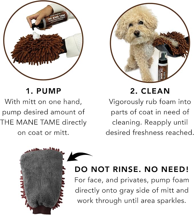 Pride and Groom The MITT KIT: A Waterless Bath for Dogs - Foaming Dry Shampoo and a Pet Sensitive Glove for a Rinse Free Cleanse and to Eliminate Odor