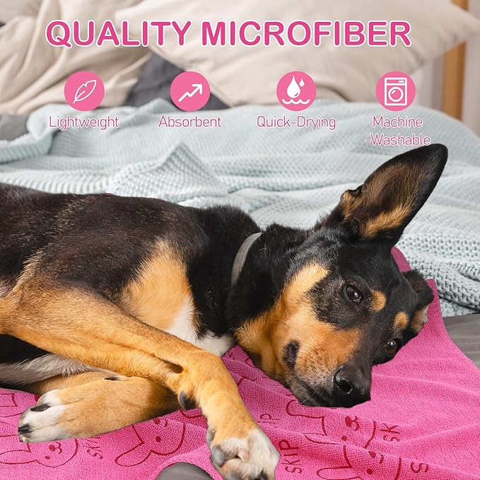 12 Pcs Microfiber Dog Towels for Drying Dogs, 20 x 40 Inch Quick Dry Absorbent Pet Towels for Dogs, Puppy Cat Bathing Grooming Travel Supplies (12 Colors)