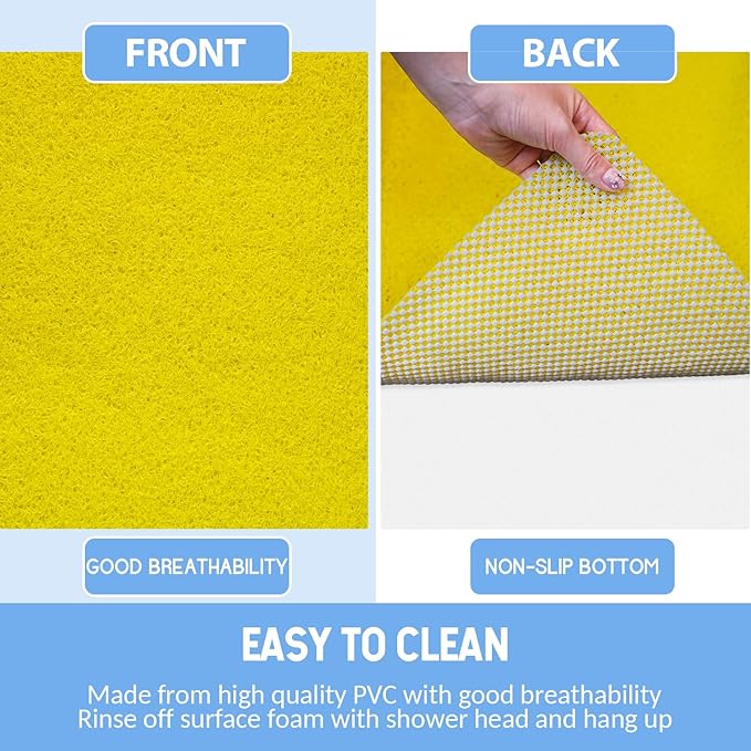 Non-Slip Bathtub Mat, Anti Slip Shower Mat, Fast Drying Bathtub Mats, Foot Scrubber Mat, Anti Slip Mat for Tub, Floor, Bathroom, Kitchen, Home, Hotel (Yellow 36"×24")