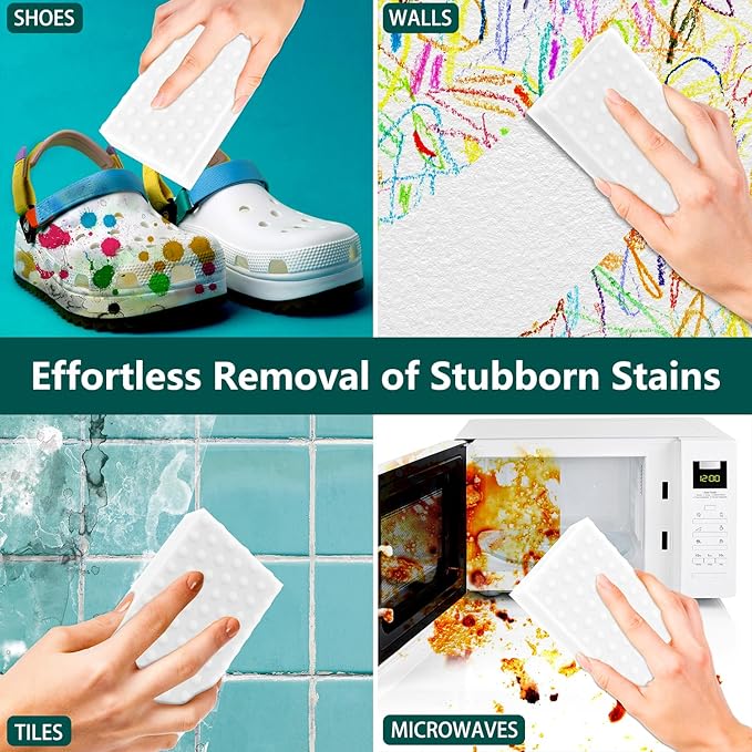 20 Pack Magic Sponges Erasers, 2X Density Long Lasting Melamine Sponge in Bulk, Household Cleaning Supplies, Kitchen Sponge for Bathroom, Wall, Shoe, Car, Dish, Sink, Shower Cleaner Tool