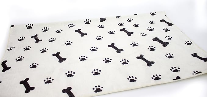 Zwipes Large Microfiber Pet Towels (Size: 30" x 36"), 2-Pack Soft Terry Cleaning Cloths, White with Black Bone/Paw Print