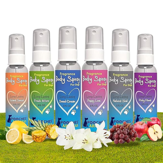 Pooches Aromas Natural Dog Cologne - Premium Grooming Spray - Long Lasting Spray - Deodorizing & Refreshing For Dogs, Adult Canines and Puppies - Aromas Scent to Refresh the Skin (Pack of 6)