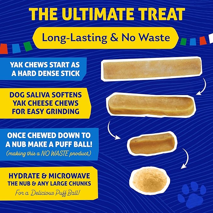 Himalayan Dog Chew Original Yak Cheese Dog Chews, The Better-For-You Chew, 100% Natural, Long Lasting, Healthy Safe Dog Treats, Lactose & Grain Free, Protein Rich, For Dogs 65 Lbs & Smaller, 3-Count