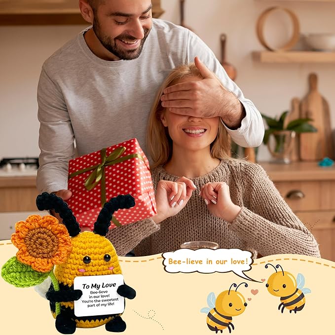 Funny Christmas Valentines Gifts for Her Him - to My Love Birthday Thanksgiving for Wife Husband Girlfriend Boyfriend Couples, Emotional Crochet Bee Decor Christmas Stocking Stuffers