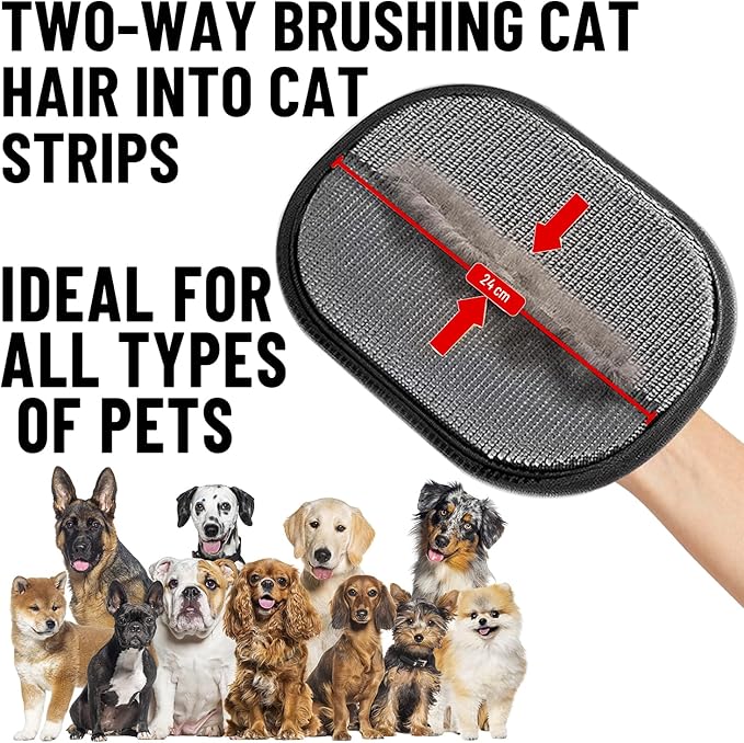 Pet Hair Remover Glove - 4-in-1 Grooming Kit with Hair Removal Glove, Nail Clippers, Comb & File - Dog & Cat Grooming Tools for Furniture, Clothes & Fur”