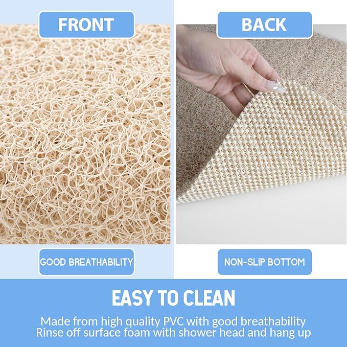 Non Slip Shower Mat, Anti Slip Bath Mat, Quick Drying Bath Tub Mats, Foot Scrubber Mat, Anti Slip Mat for Tub, Floor, Bathroom, Home, Kitchen, Hotel (Beige 24”x24”)