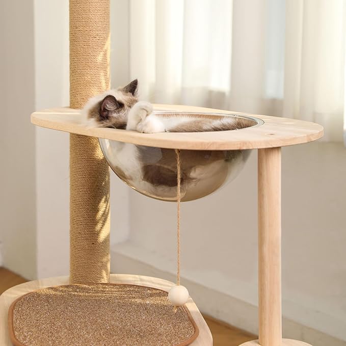 12.6" Acrylic Dome Clear Plastic Pet Cat Bubble Window Capsule Space Cover, Transparent Furniture Replacement for Nest Bed Hammock Catching Tree Shelves Window Perch Accessories, Cat Tree Not Included