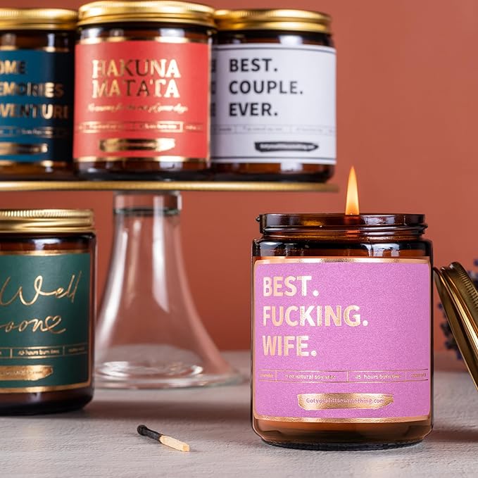 Best Wife Ever Funny Scented Candle - Romantic Gifts for Wife from Husband for Birthday Couples Anniversary Wedding Engagement Christmas Valentines Day - Wife Birthday Candle