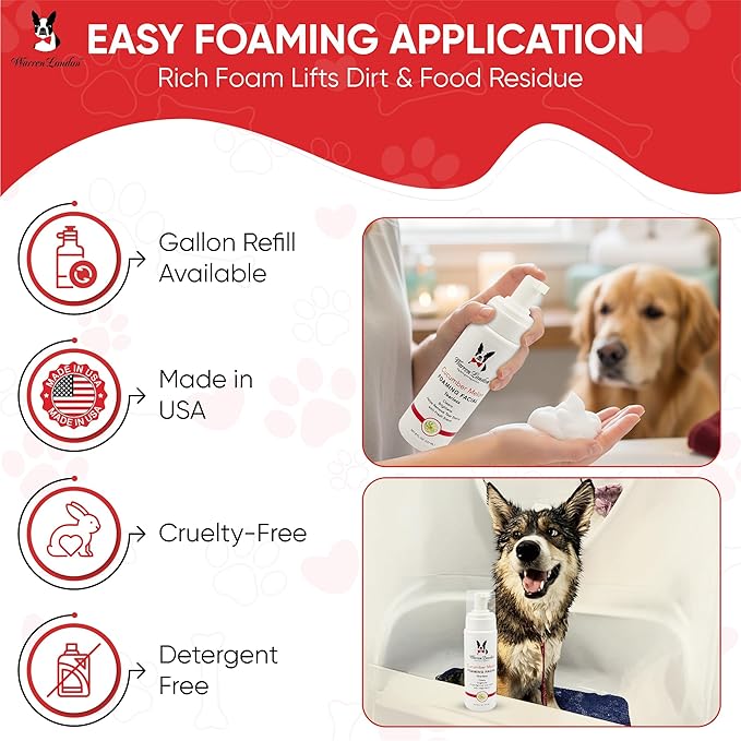 Warren London Foaming Pet Facial – Tear Free Dog Face Wash & Tear Stain Remover | Gentle Puppy & Dog Face Shampoo | Cucumber Melon Scent | Made in USA | 1 Gallon Refill