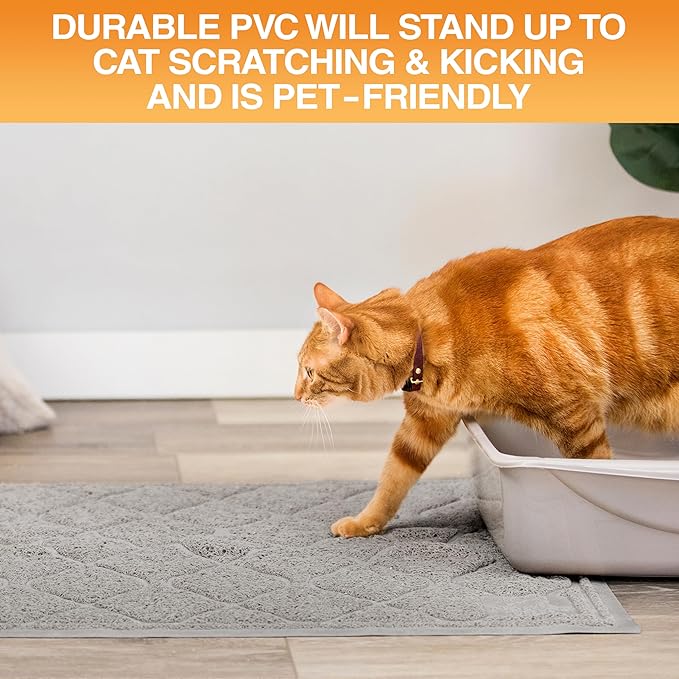 Neater Pets Neater Mat Cat Litter Rug, Thick & Durable Cat Mat for Litter Box, Trapper Pad Catches Mess to Protect Indoor Floors, Soft on Kitty Paws, Anti-Skid Grip Backing, Easy to Clean, Grey