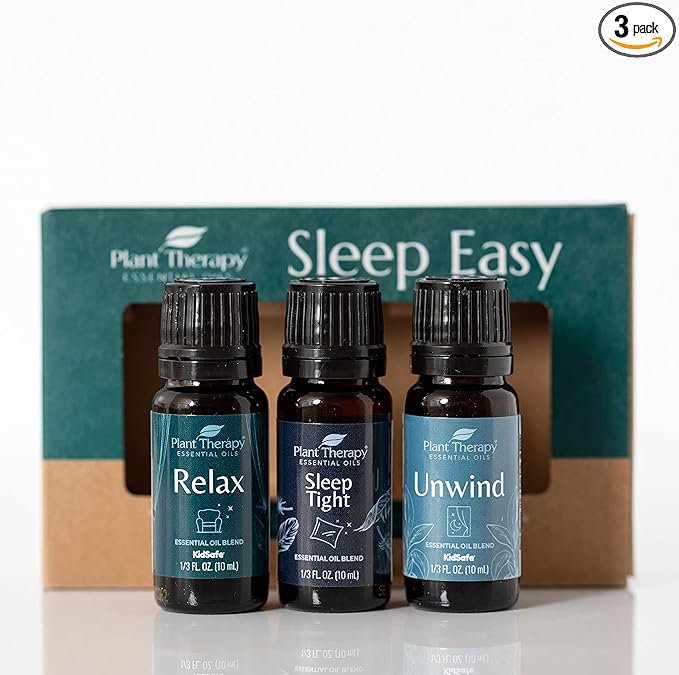 Plant Therapy Sleep Easy Essential Oil Blend Set 10 mL (1/3 oz) Each of Relax, Sleep Tight & Unwind, Pure, Undiluted, Essential Oil Blends