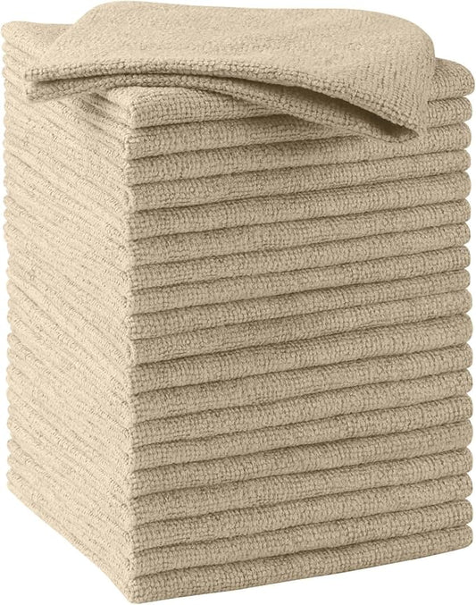 HOMEXCEL Brown Microfiber Cleaning Cloths 20 Pack, Highly Absorbent, Lint & Scratch-Free Cleaning Rags for House Kitchen, Microfiber Towels for Car 11.5 x 11.5 inch