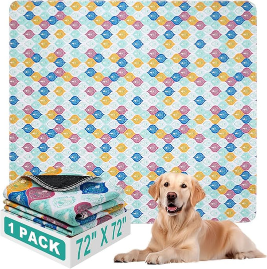 Washable Pee Pads for Dogs, Stylish Absorbent Reusable Training Dog Pads, Non-Slip and Leak-Proof Puppy Pads, Potty Pads for Crates, Whelping, Playpen, Bed and Floors, Bohemian Pattern 72" x72"