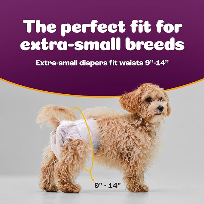 Inspire Pet Care Dog Diapers Female Dogs | Bulk Value Doggie Incontinence, Accidents, for Heat, Pee or Period and Housebreaking (X-Small (50 Count))