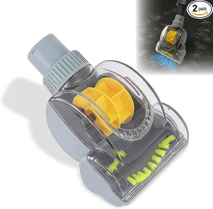 1-1/4'' Vacuum Turbo Brush Attachment for Pet Hair Removal – Fits Shop Vacs 1.25”(32mm) Hoses with Adapter– Air Driven Turbo Brush Compatible with Most Vacuum Cleaners Outer Diameter Hose 1-1/4