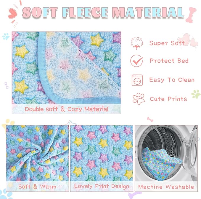 6 Pack Guinea Pig Cage Liner, Washable Guinea Pig Fleece Blankets Beding Accessories, Flannel Throw Warm Sleep Mat, Pet Pee Pads for Small Animal Hamster Rabbit Puppy Cat (Light Color, 24x16 Inch)