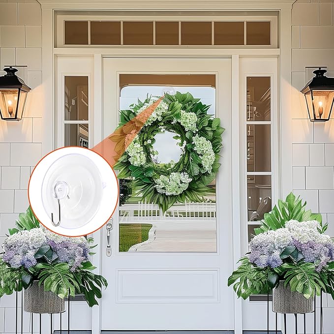 2.5-inch Large Suction Cup Hooks, Heavy-Duty Suction Hook for Bathrooms, Showers, Kitchens, and Outdoor Glass Doors or Windows to Suspend Garlands (7 Lb / 6-Pack)