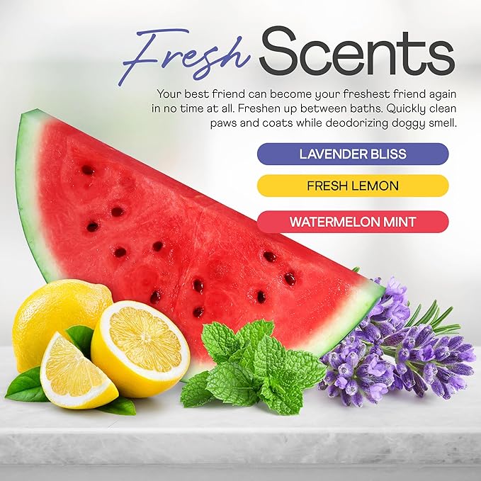 Himmy XL Pet Wipes for Dogs and Cats – 18” x 30” Bath Wipes for Cleaning, Deodorizing, Conditioning, Anti-Itch Grooming, Wet Dog Wipes for Paws, Butt, Ear, Eye, Whole Body Fresh Lemon