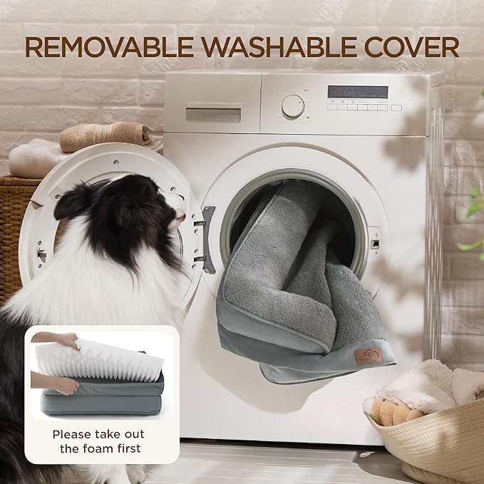 Bedsure Self Warming Orthopedic Dogs Bed for Small Dogs - Washable Small Dog Bed Waterproof, Comfort Pet Couch with Removable Cover, Pets Sofa with Nonskid Bottom, Grey, Non-Electric