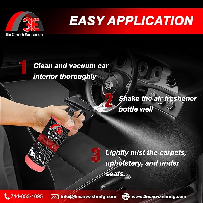 3E Wild Cherry Air Freshener, Deodorizer, and Odor Eliminator, Ready-to-use Fragrance, All Natural (Great for Cars, RV's, Trucks,Home, Office, & More) (64 fl oz) HALF GALLON, Made in the USA