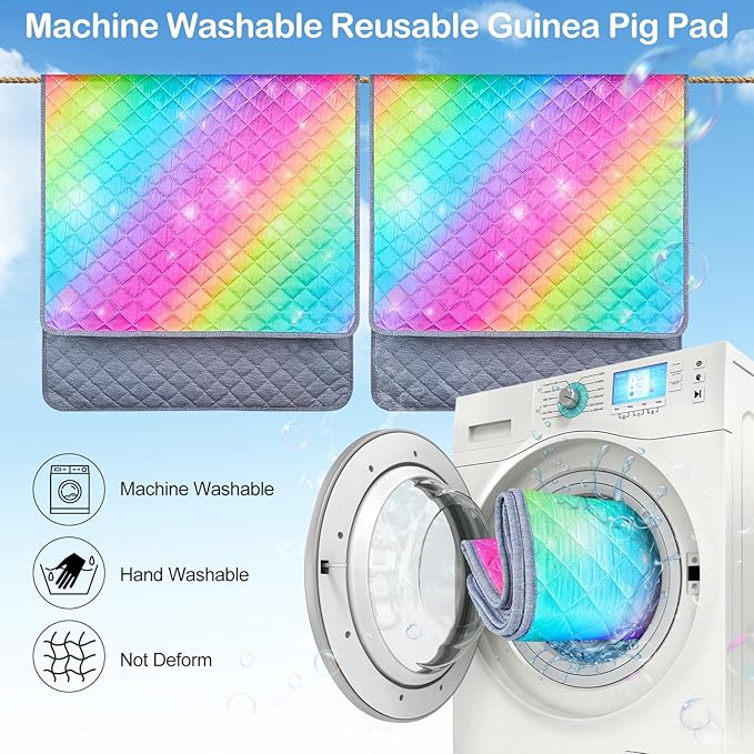 2 Pack Guinea Pig Bedding, Washable Guinea Pig Cage Liner Reusable Guinea Pig Mat Waterproof Guinea Pig Bedding for Cage, Super Absorbant Guinea Pig Pee Pads for Small Animals Hamster Rabbit Squirrel