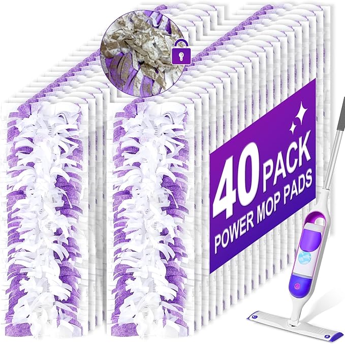 40 Pack Disposable Power Mop Pads for Swiffer Power Mop Pads,Compatible with Swiffer Power Mop Refills,Thickened Multi-Surface Replacement for Swiffer Wet Pads Refill on All Finished Floors