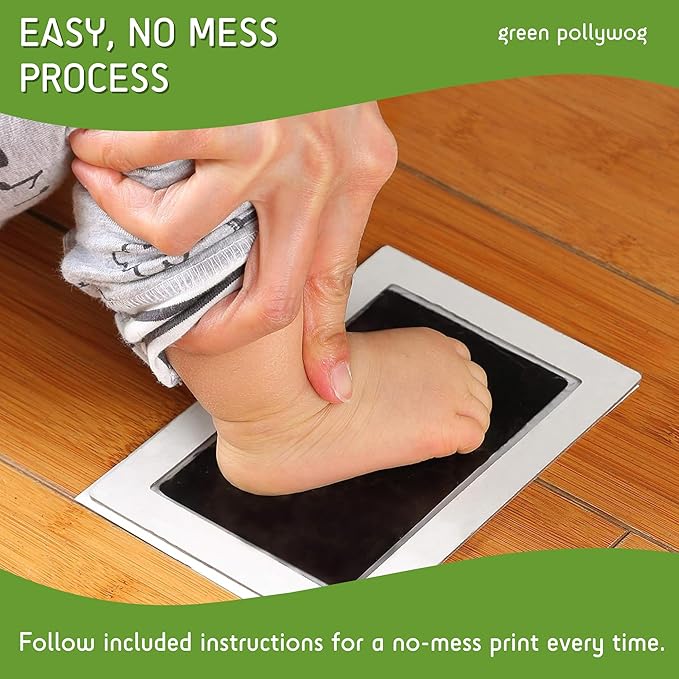 Green Pollywog Clean Touch Inkless Pad | Non-Toxic, Extra-Large | Baby Handprint and Footprint Kit | Safe Ink for Newborns | Paw Print Stamp for Dogs
