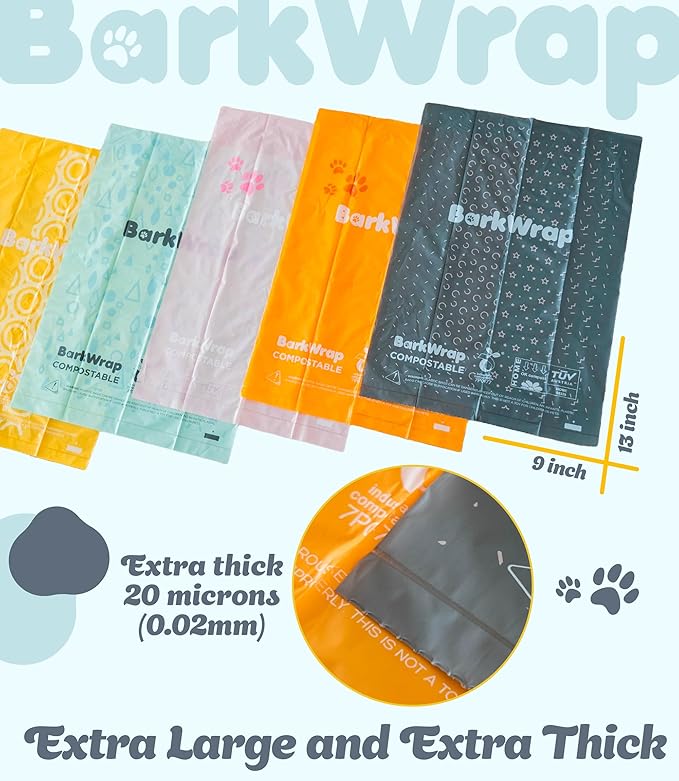 240 Biodegradable Dog Poop Bags Rolls Raspberry Scented Extra Thick Compostable Waste Doggie Pet Bulk Leak-Proof Bag - 100% Certified Home with Beautiful Colorful Design and Easy Open Compliant