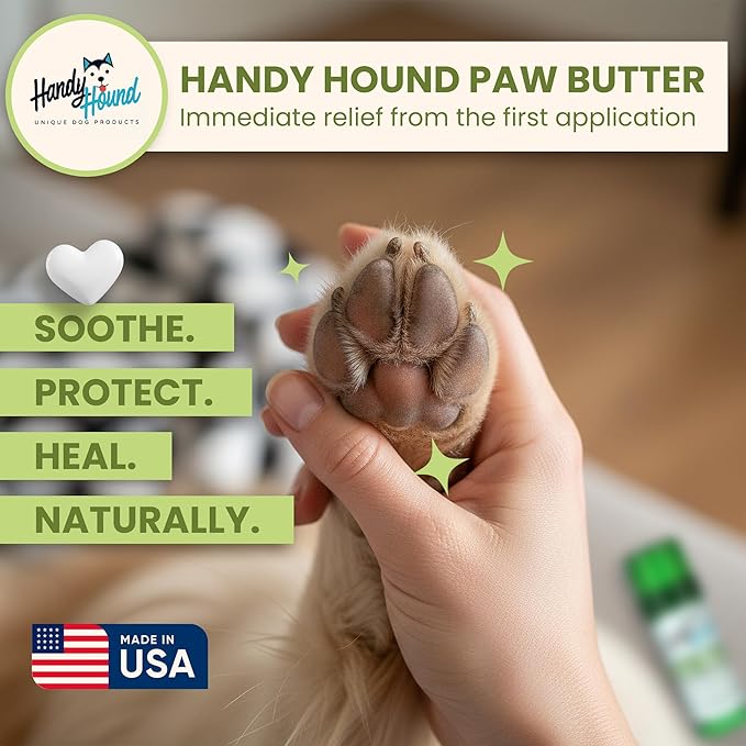 Handy Hound Dog Paw Balm - Paw Butter – Ultimate Dog Paw Protector & Dry Skin Treatment - Nourishing Paw, Nose & Dry Skin Soother - Lick-Safe Paw Balm Dogs Trust - Made in The USA - 2 oz