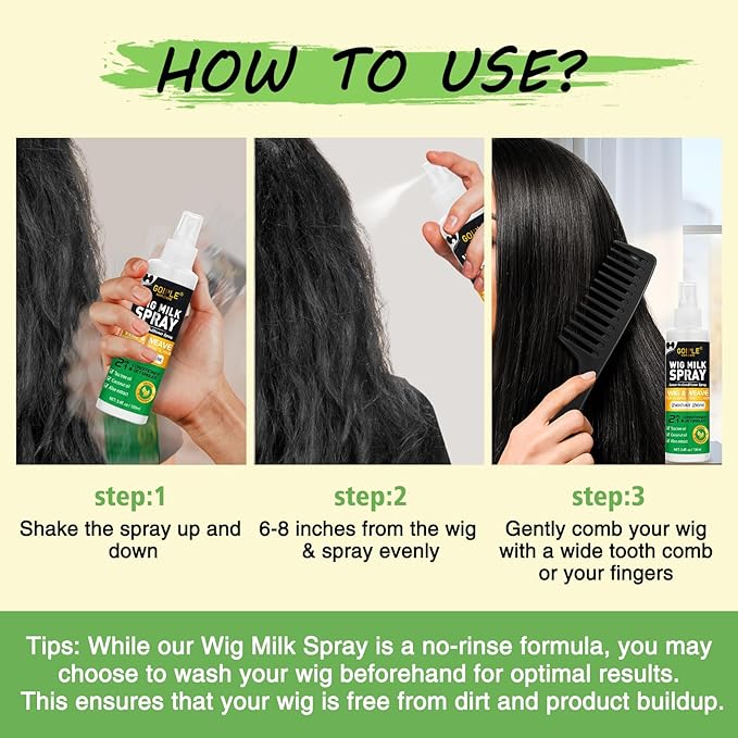 2PCS Wig Milk Spray for Synthetic Hair, Leave-In Conditioner Wig Detangler Spray for Human Wigs, Conditioner ＆ Detangler 2 in 1 Moisturizer, Hydrates & Replenishes Synthetic Hair Wigs Easy Combing