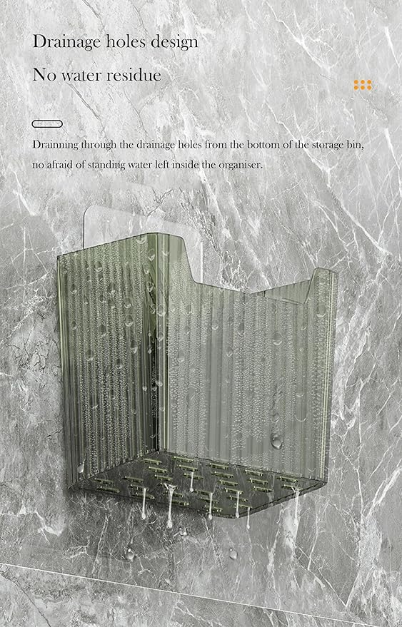 Set Of 2 Storage Organizer Bins Wall Mounted Shower Caddy, Bathroom shelves Stackable Clear Plastic Toothbrush Holder Adhesive Hanging Bin for Bathroom, Kitchen, Cabinet, Shower BPA Free Small (Clear)