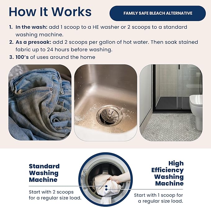 Truly Free OxyBoost - Oxygen Stain Remover Powder for Laundry | Color Safe Stain Remover for Clothes | Chlorine-Free Whitener for Whites & Colors | Oxy Cleaner with Sodium Percarbonate (12.5oz)