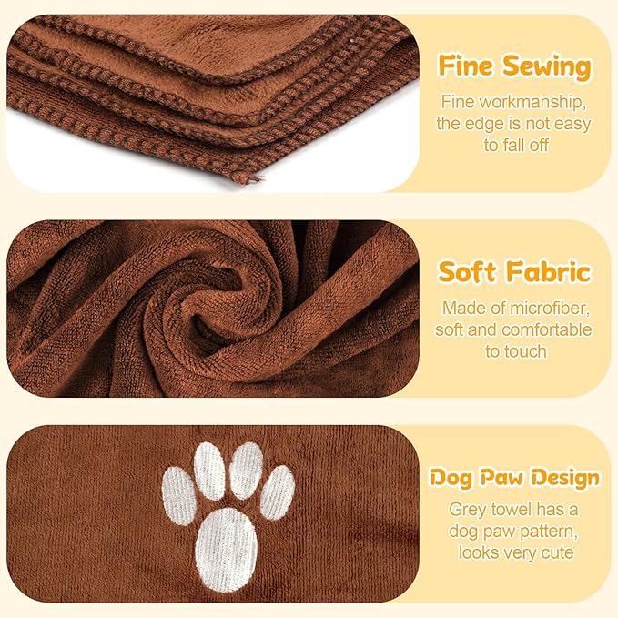 Dog Towels for Drying Dogs Large, Absorbent Microfiber Dogs Bath Towel, 40 x 24 Inch Soft Pet Grooming Towel, Dog Shower & Bath Supplies(Brown)