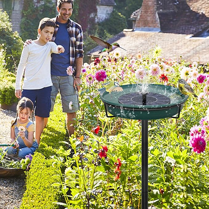 35.5In Freestanding Birdbaths Bowl Outdoor, Standing Garden Bird Bath Bird Feeder Bowl with Metal Stake, Detachable Decoration Spa Birdfeeder for Garden Patio Yard Lawn, 4 Spiky Feet (D)