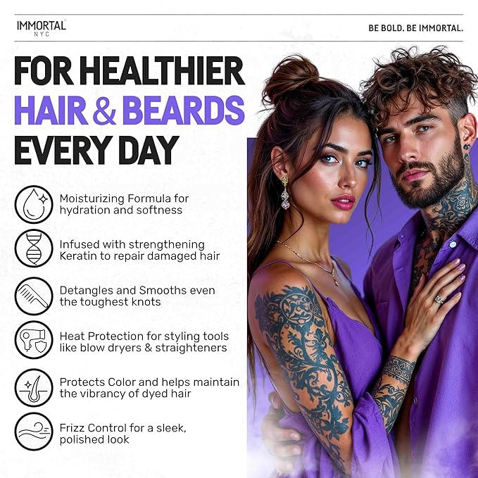 Immortal NYC Keratin, Leave in and Detangler Spray, 17 oz, For Colored and Damaged Hair