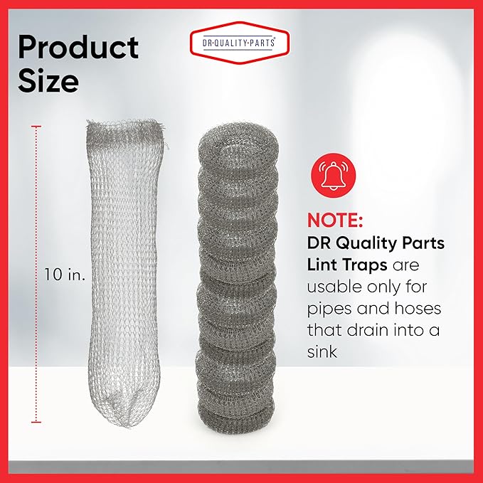 Washing Machine Lint Trap – Stainless Steel Hose Filter, Mesh Drain Catcher, Washer Sock Lint Remover, Rust-Free Snare Laundry Filter with Nylon Cable Ties, 29cmx6.5cm – 40-Pack