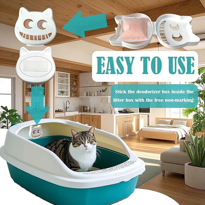 NewKe Cat Deodorizer Pod for Cumrige Self Cleaning Litter Box, Universal Odor Deodorant Compatible with Self-Cleaning Litter Box,Includes 2 OdorTrap Pod and 2 Odor Remover Refills Bags