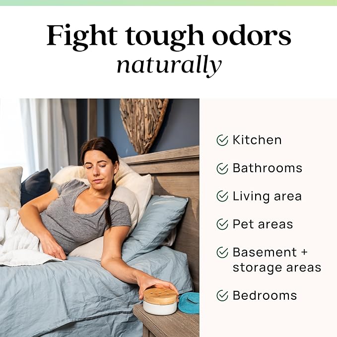 Azuna Air Freshener & Odor Eliminator for Strong Odor | 1 Room Kit Includes (1) Empty Luxe Glass Jar & 8oz Refill with Tea Tree Essential Oil Gel | Natural Scent | Last 60-90 Days