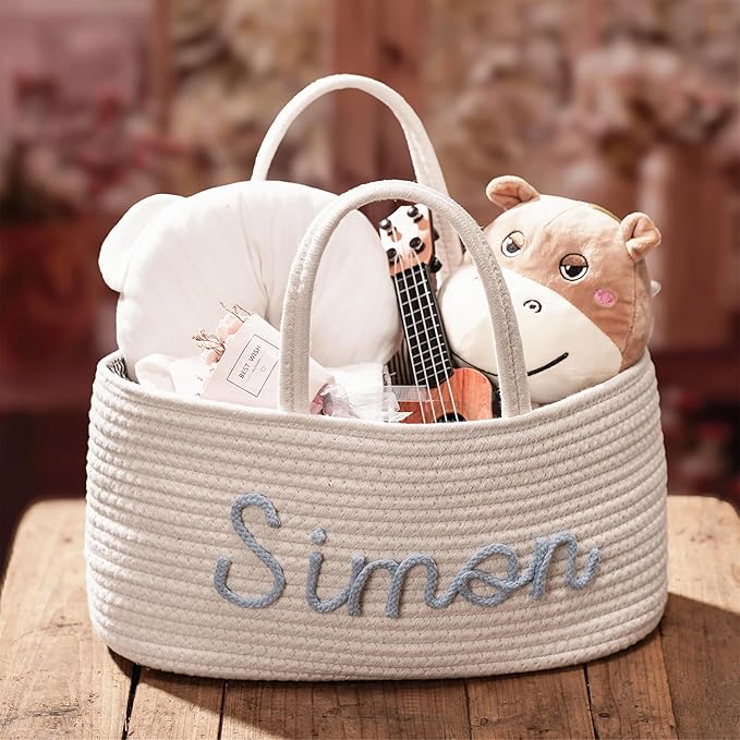Personalized Baby Diaper Caddy Organizer with Name, Baby Show Gift Basket, Newborn Baby Storage Bags, Stylish Nursery Storage Basket - Gift for Baby Shower (Style 4)