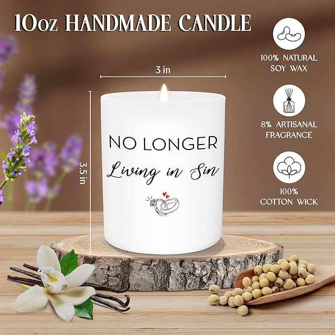 Christmas Engagement Gifts for Couples - Long Lasting Vanilla Lavender Candle 10 oz - Funny Wedding Gifts for Newly Engaged Couples, Bridal Gift for Women, Bridal Shower Gift Ideas