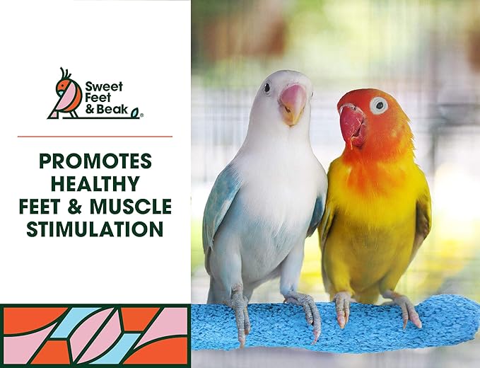 Sweet Feet and Beak Comfort Grip Safety Perch for Bird Cages - Pedicure Perch for Birds to Keep Nails and Beaks in Top Condition - Safe Easy to Install Bird Cage Accessories- L 13"