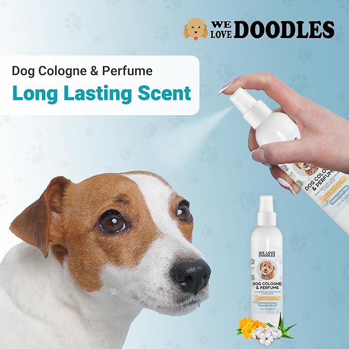 We Love Doodles Dog Cologne & Perfume, (Lavender and Fresh Cotton) Bundle - Deodorizing, Organic, Made In USA - Long Lasting After Bath Deodorant - Freshener For Smelly Dogs - Odor Eliminator Spray
