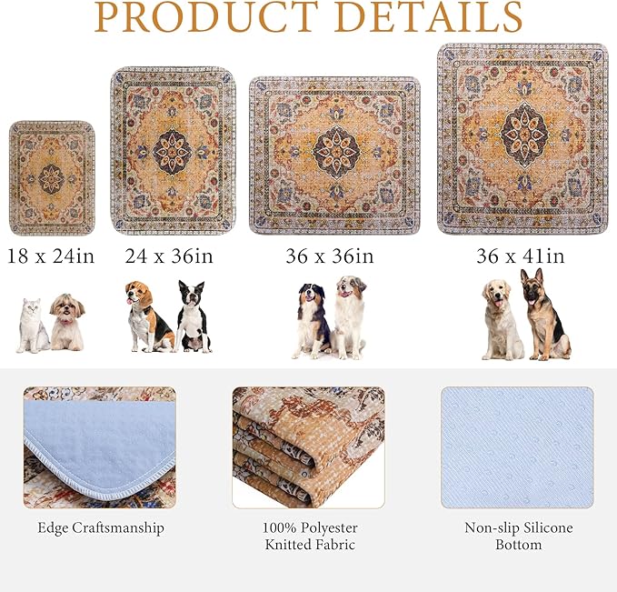 Homimp Washable Pee Pads for Dogs, 4 Pack Reusable Puppy Pads Waterproof, Absorbent and Leakproof Dog Pee Pads, Non Slip Puppy Training Pads, Pet Mat for Floor,Crate,Couch,Whelping,Khaki, 18"x24"