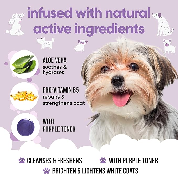 White Dog Shampoo by Buddycare | Brightening and Whitening Shampoo for Dogs | Deep Cleansing, Fresh Scented | with Aloe Vera and Pro Vitamin B5 (50.72oz)