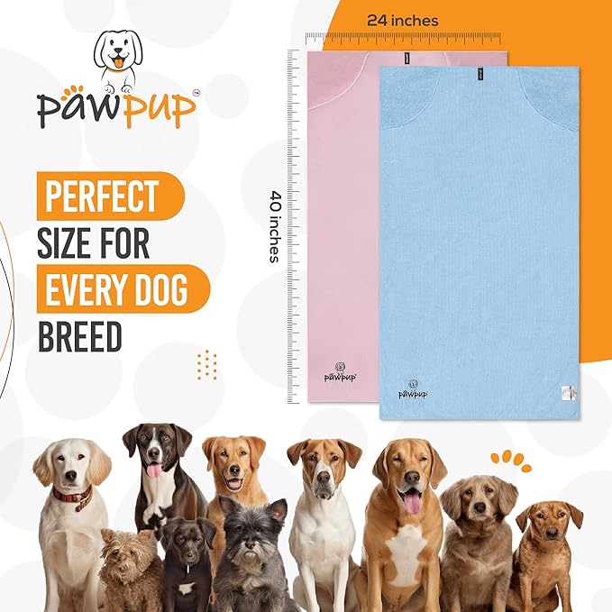 Dog Towels for Drying Dogs Super Absorbent Microfiber Pet Grooming Towel for Dogs, Cats and Other Pets (40 x 24 Inches, Pink and Blue)